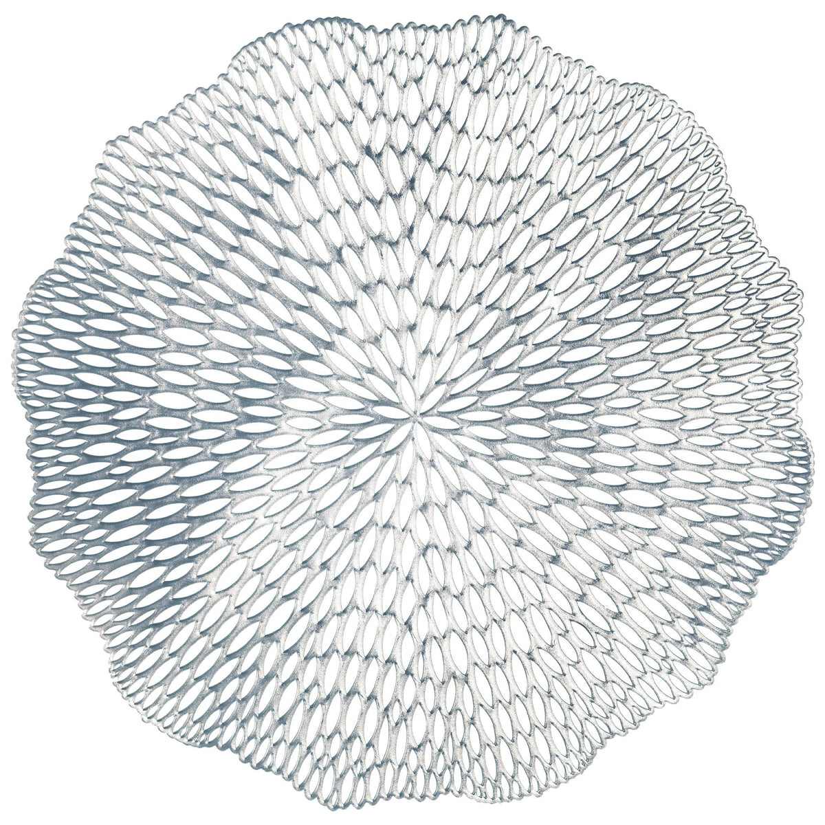 Blossom Vinyl Placemat, Silver, 14.5-inch, 4-ct - Pack of 6
