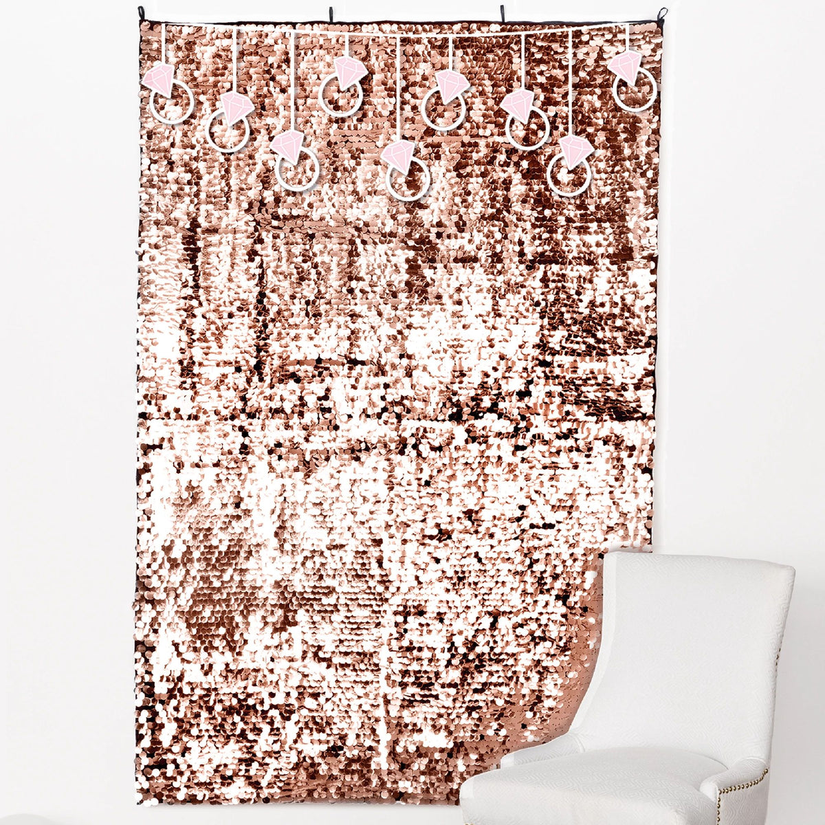 Blush Bride Sequin Scene Setter, Rose Gold, 8 inch - Pack of 3