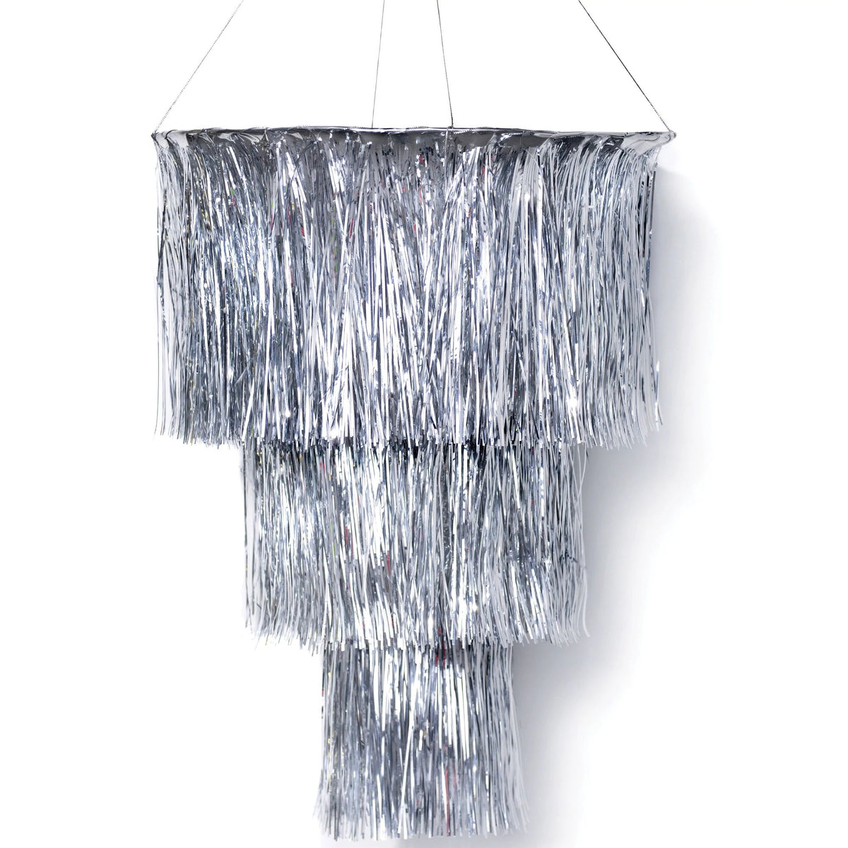 Silver Tinsel Disco Hanging Decoration - Case of 15