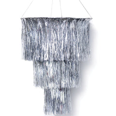 Silver Tinsel Disco Hanging Decoration - Pack of 3