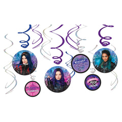 Disney Descendants Wickedly Cool Swirl Decorations, Purple/Pink, 10-inch, 12-ct - Pack of 6