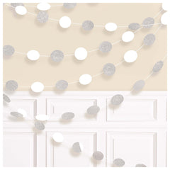 White Polka Dot String Decorations, 7-inch, 6-ct - Case of 48