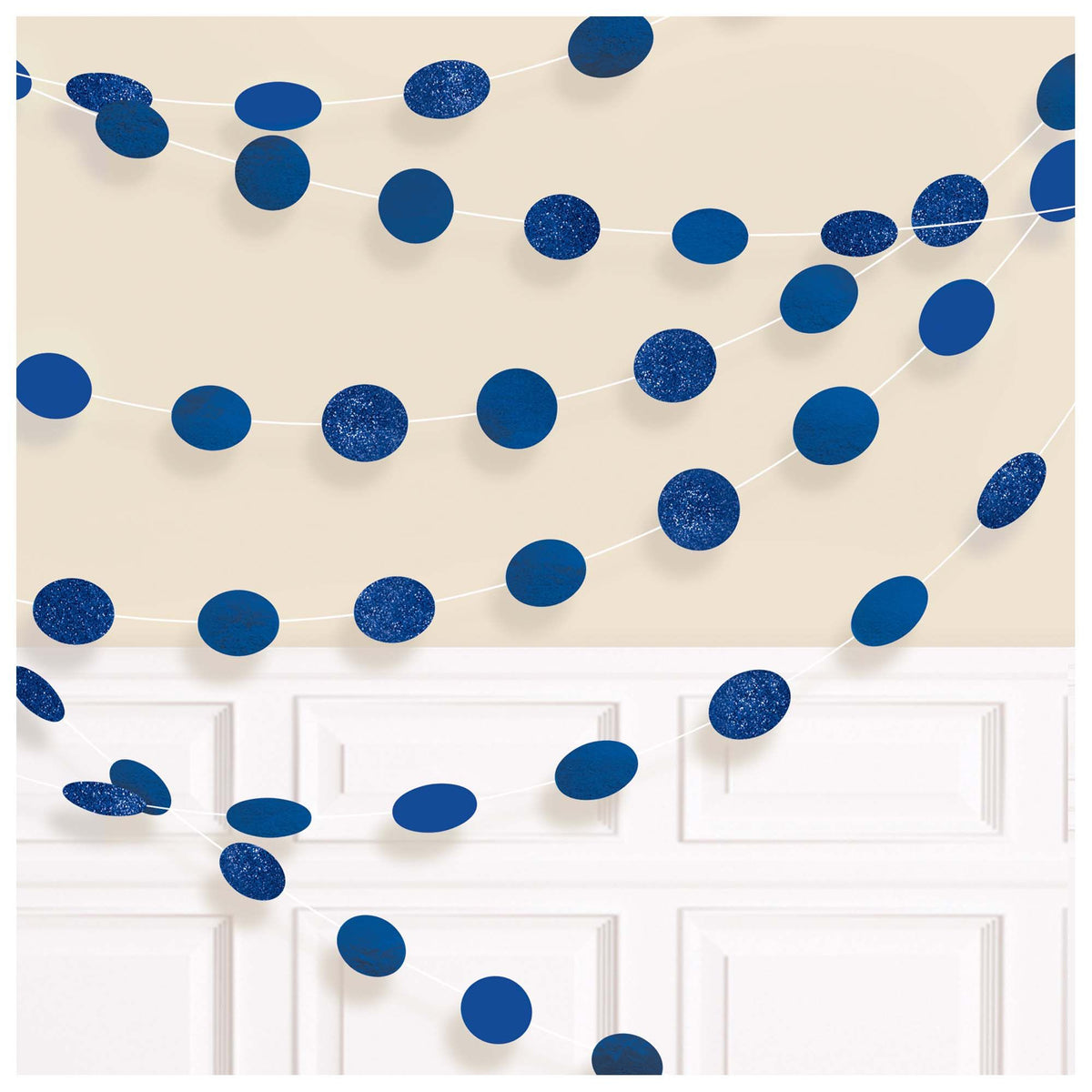 String Hanging Decorations, Assorted Colours, Polka Dot, 7-in, 6-pk | Case of 72