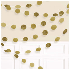 Gold Glitter Polka Dot String Decorations, 7-inch, 6-ct - Pack of 6