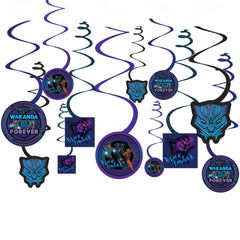 Disney Marvel Black Panther Swirl Decorations, Purple/Blue, 9.5-inch, 12-ct - Case of 48