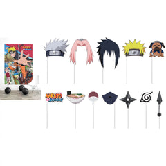 Naruto Shippuden Plastic Cardstock Scene Setter with Photo Booth Props Kit - Pack of 6