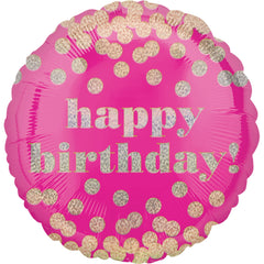 Festive Dotty Holographic Birthday Foil Balloon - Pack of 5