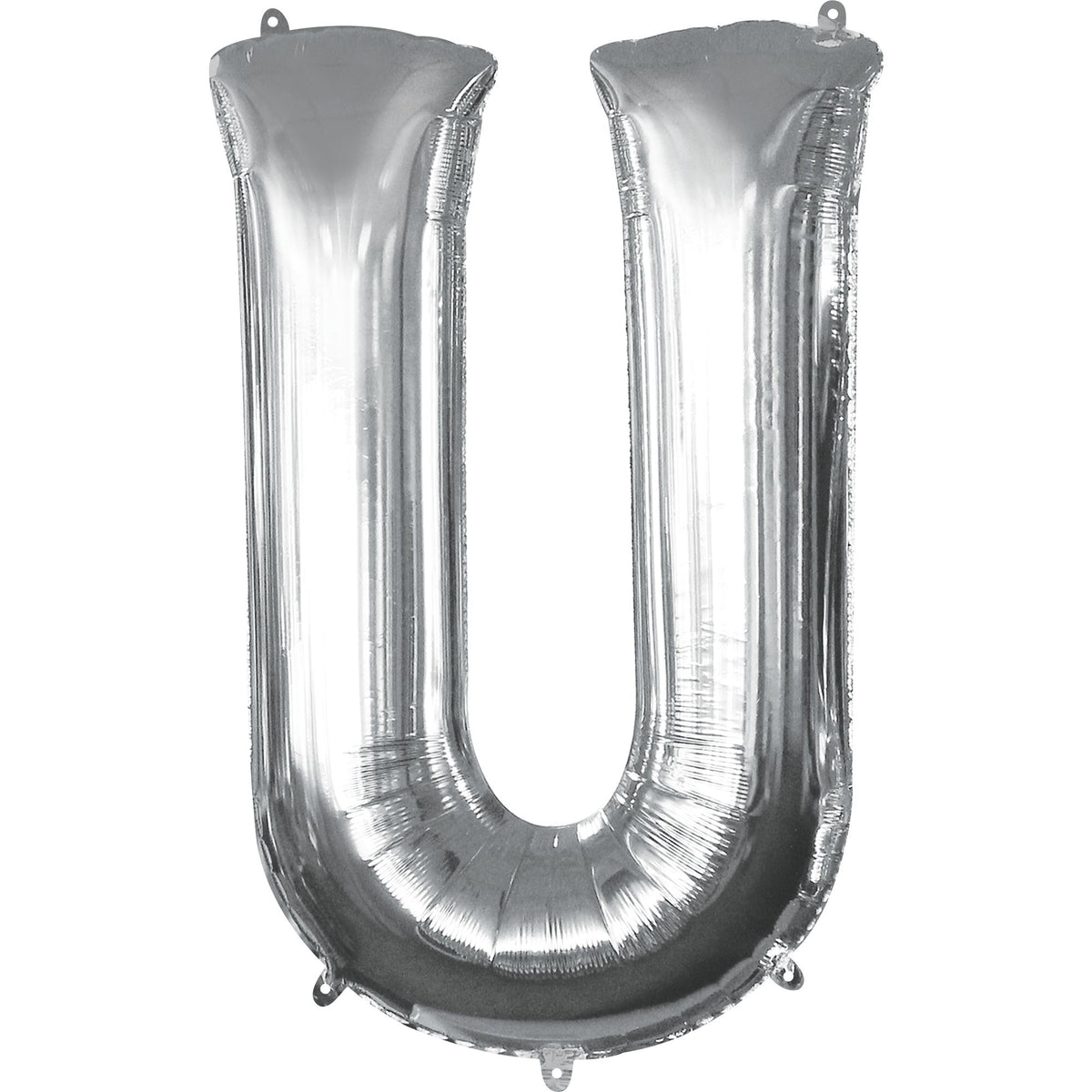 Silver Letter U Foil Balloon - Metallic Mylar Decoration - Case of 40