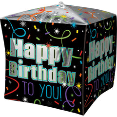 Brilliant Happy Birthday Cube Foil Balloon - Pack of 2