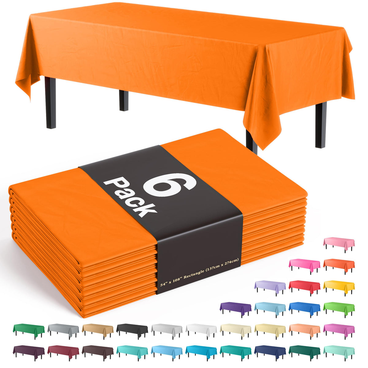 Premium Orange Table Cover | 6 Pack