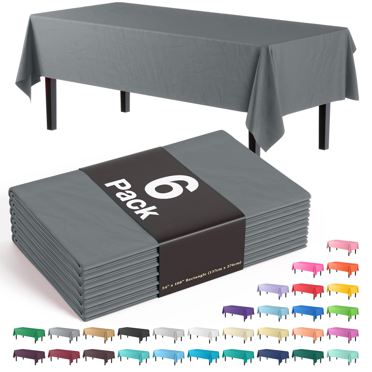 Silver Table Cover | 6 Pack