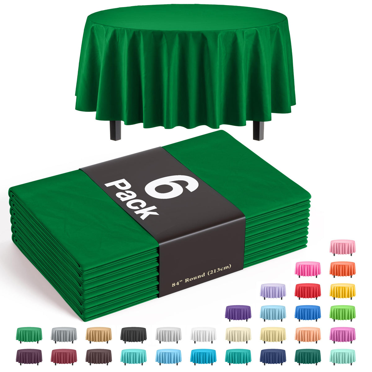 Round Emerald Green Table Cover | 6 Pack