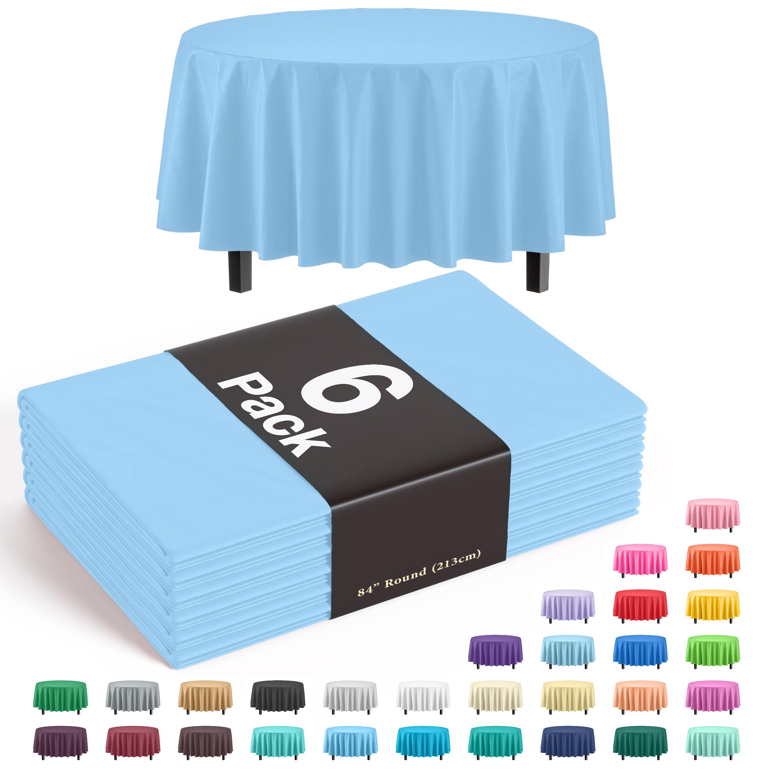 Round Light Blue Plastic Table Covers | 6 Pack | Yom Tov Settings