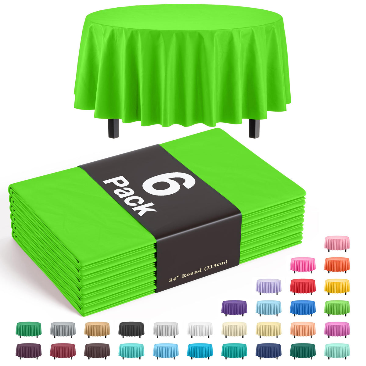 Round Lime Green Table Cover | 6 Pack