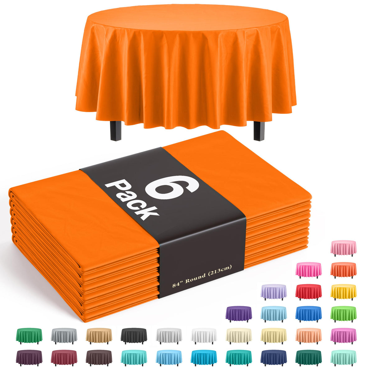 Round Orange Table Cover | 6 Pack