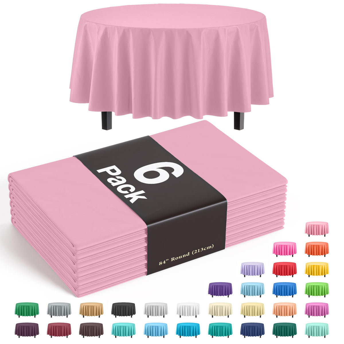 Round Pink Table Cover | 6 Pack