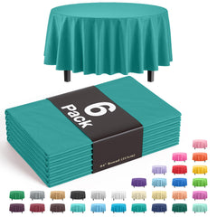 Premium Round Teal Table Cover | 6 Pack