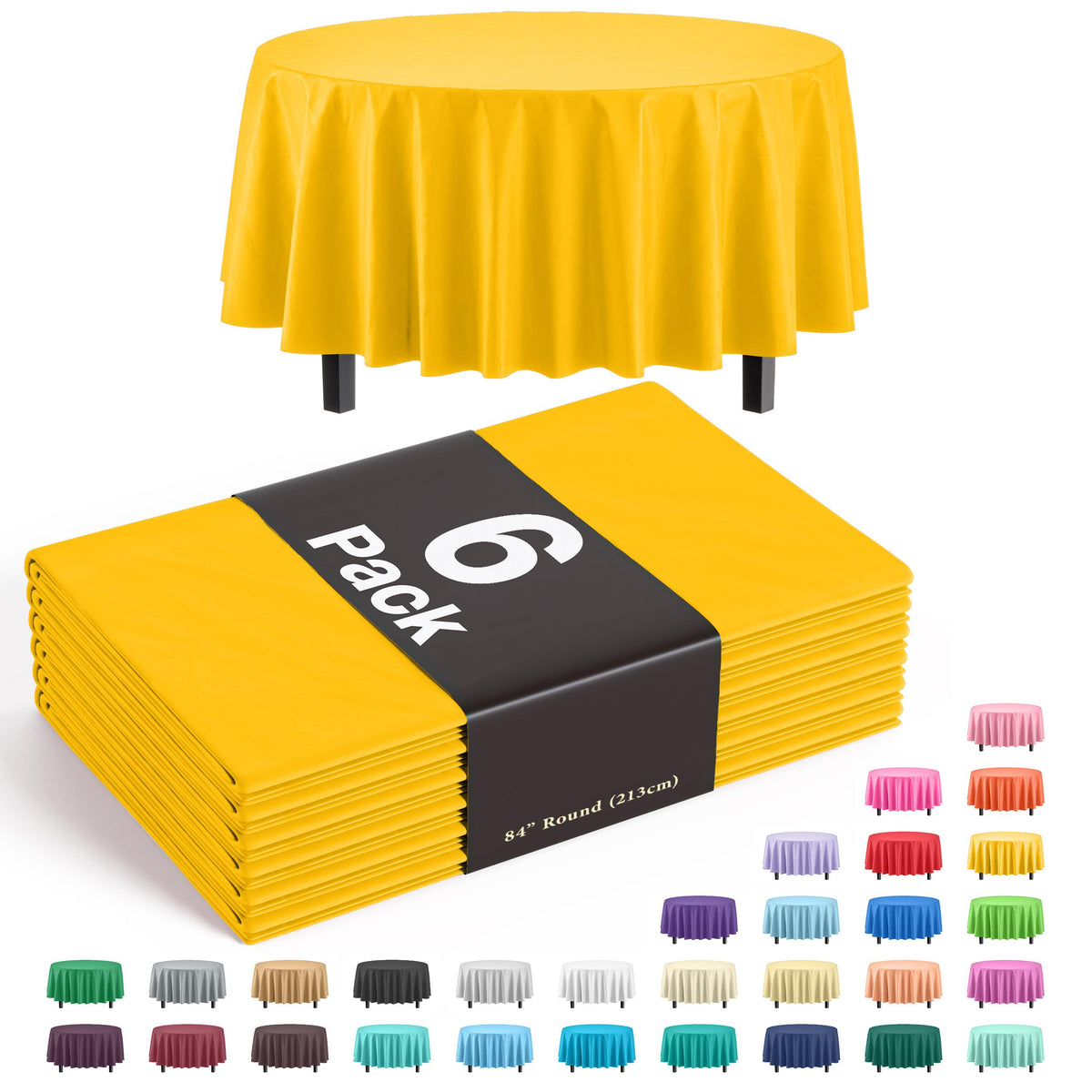 Round Yellow Table Cover | 6 Pack