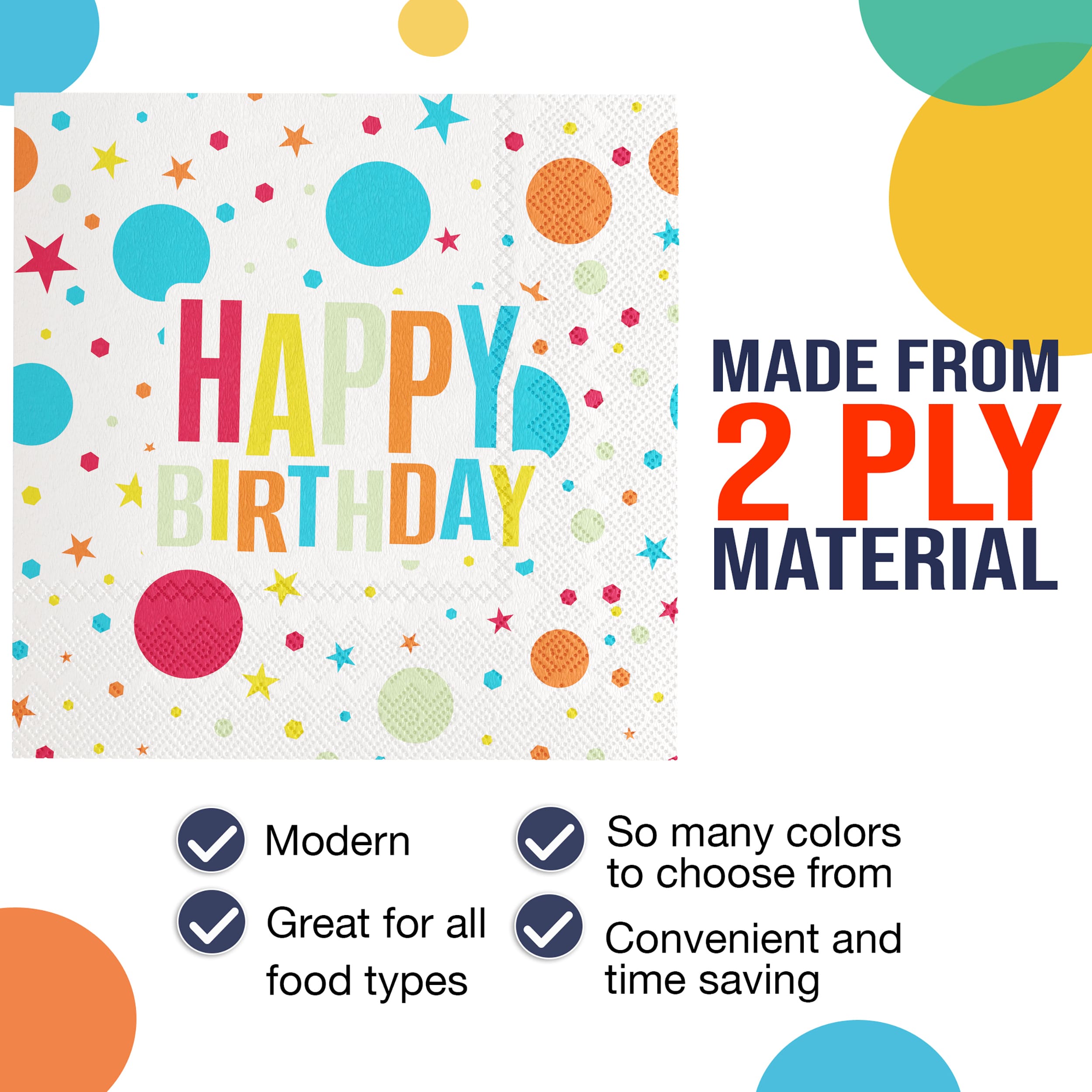 Birthday Print Luncheon Napkins | 300 Count