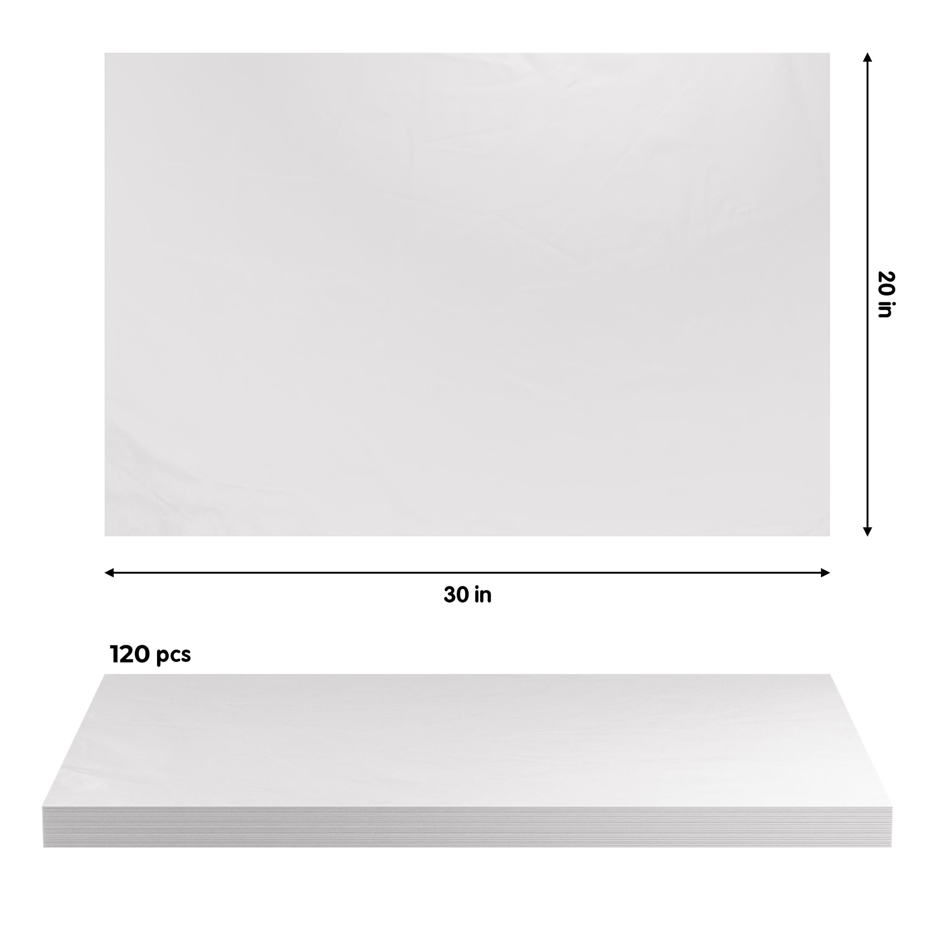 15 In. x 20 In. White Tissue Paper | 240 Sheets