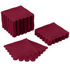Burgundy Scallop Beverage Napkins | 100 Count