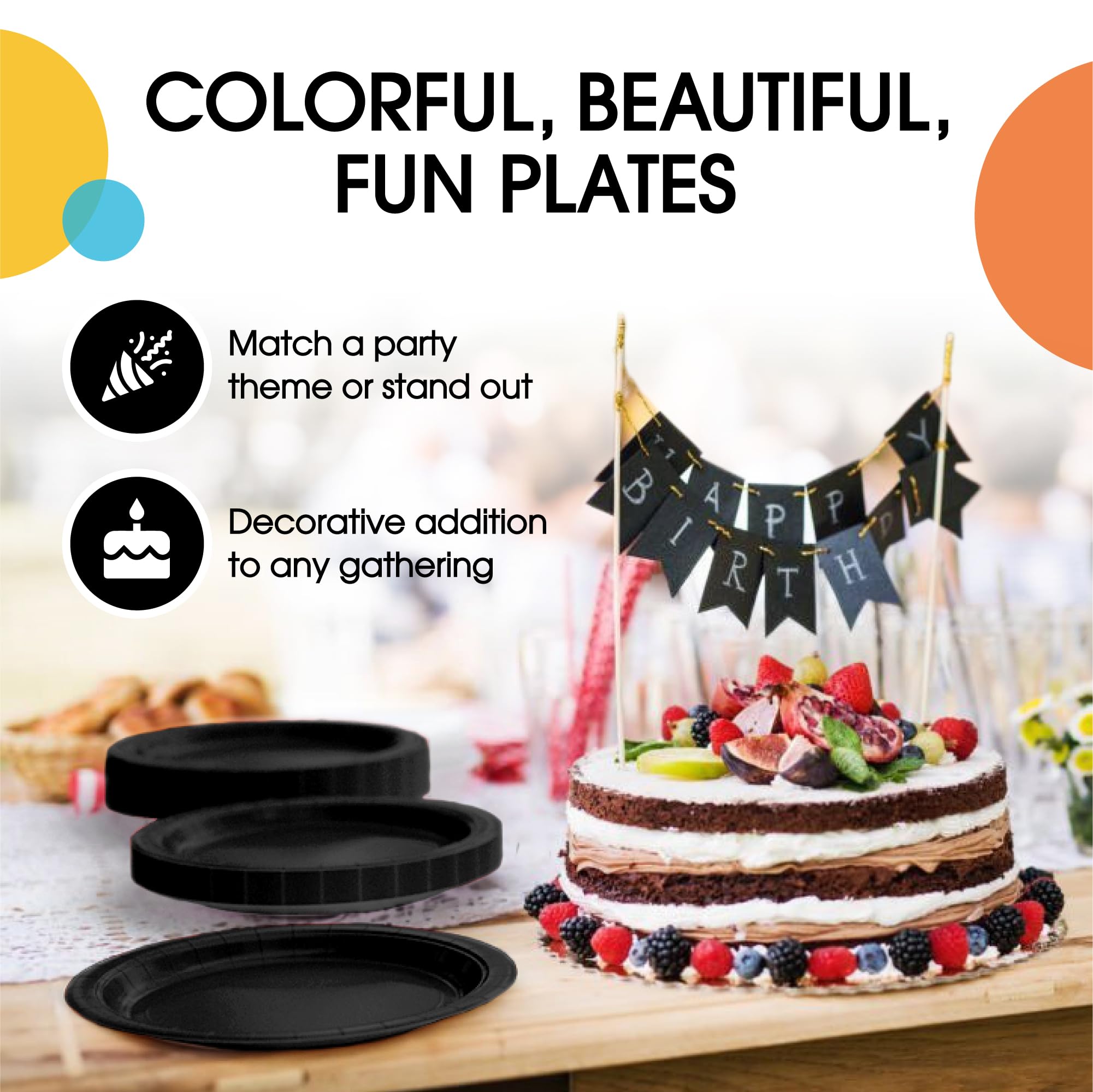 7 In. Black Paper Plates | 500 Count