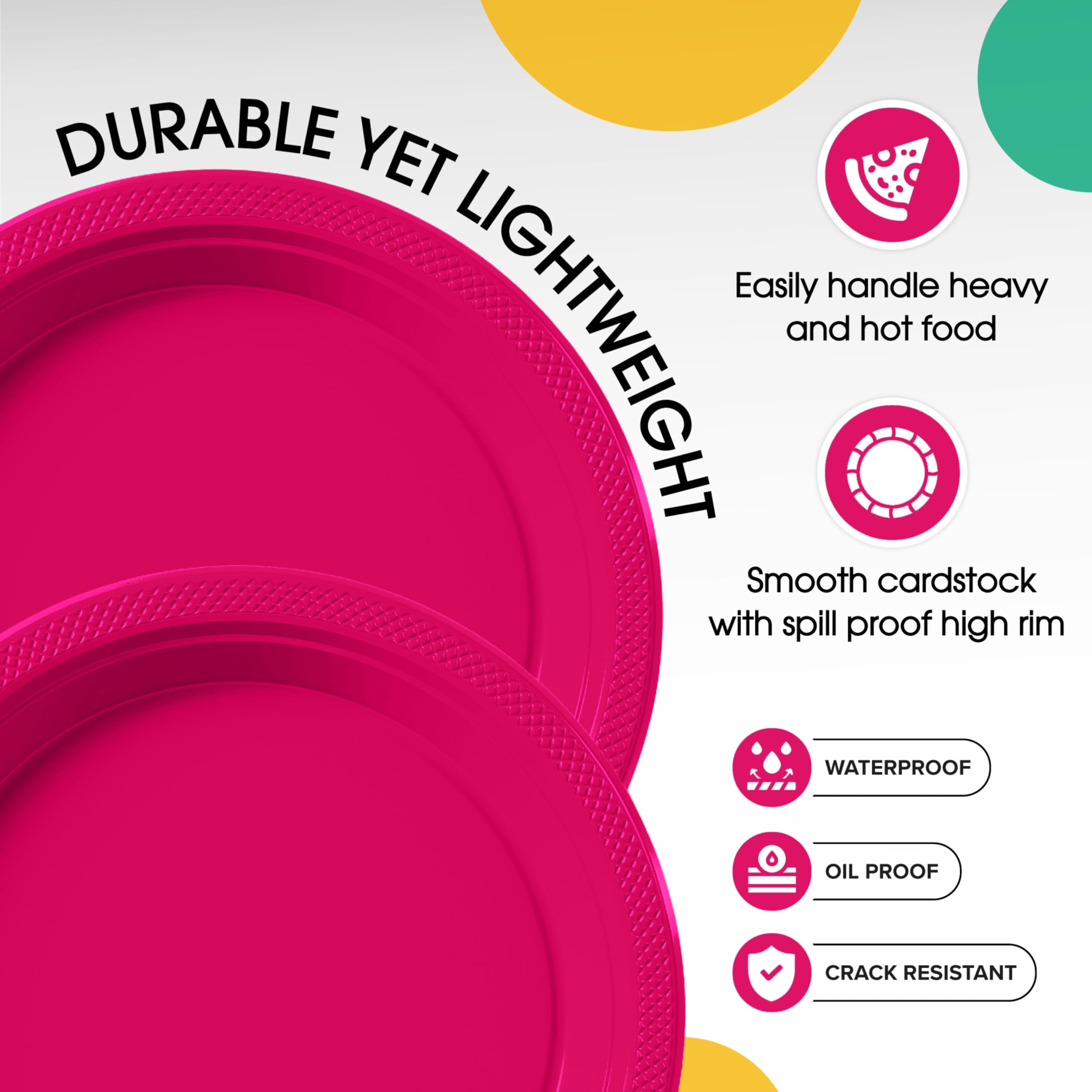 7 In. Cerise Plastic Plates | 100 Count