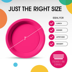 7 In. | Cerise Plastic Plates | 600 Count