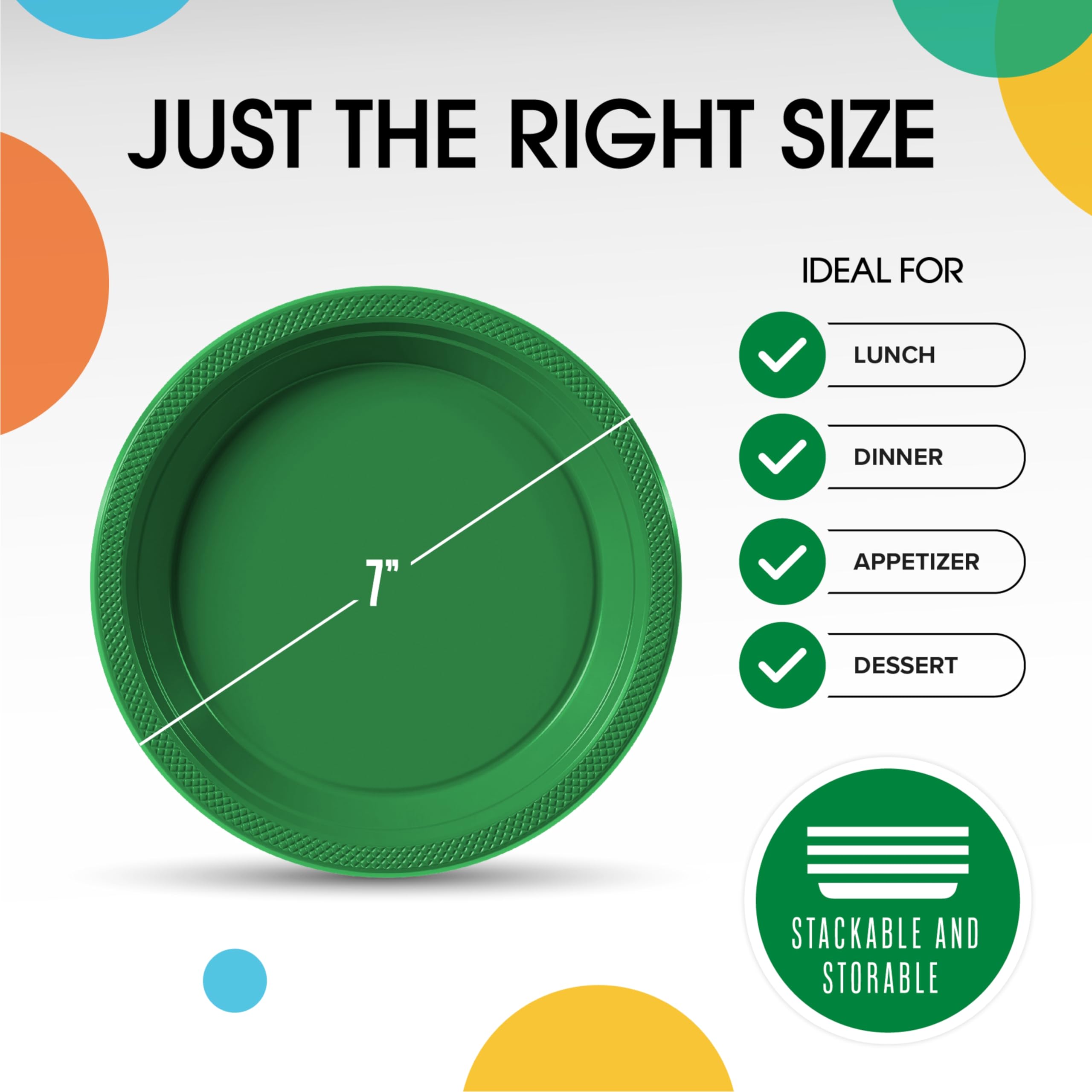 7 In. | Emerald Green Plastic Plates | 600 Count