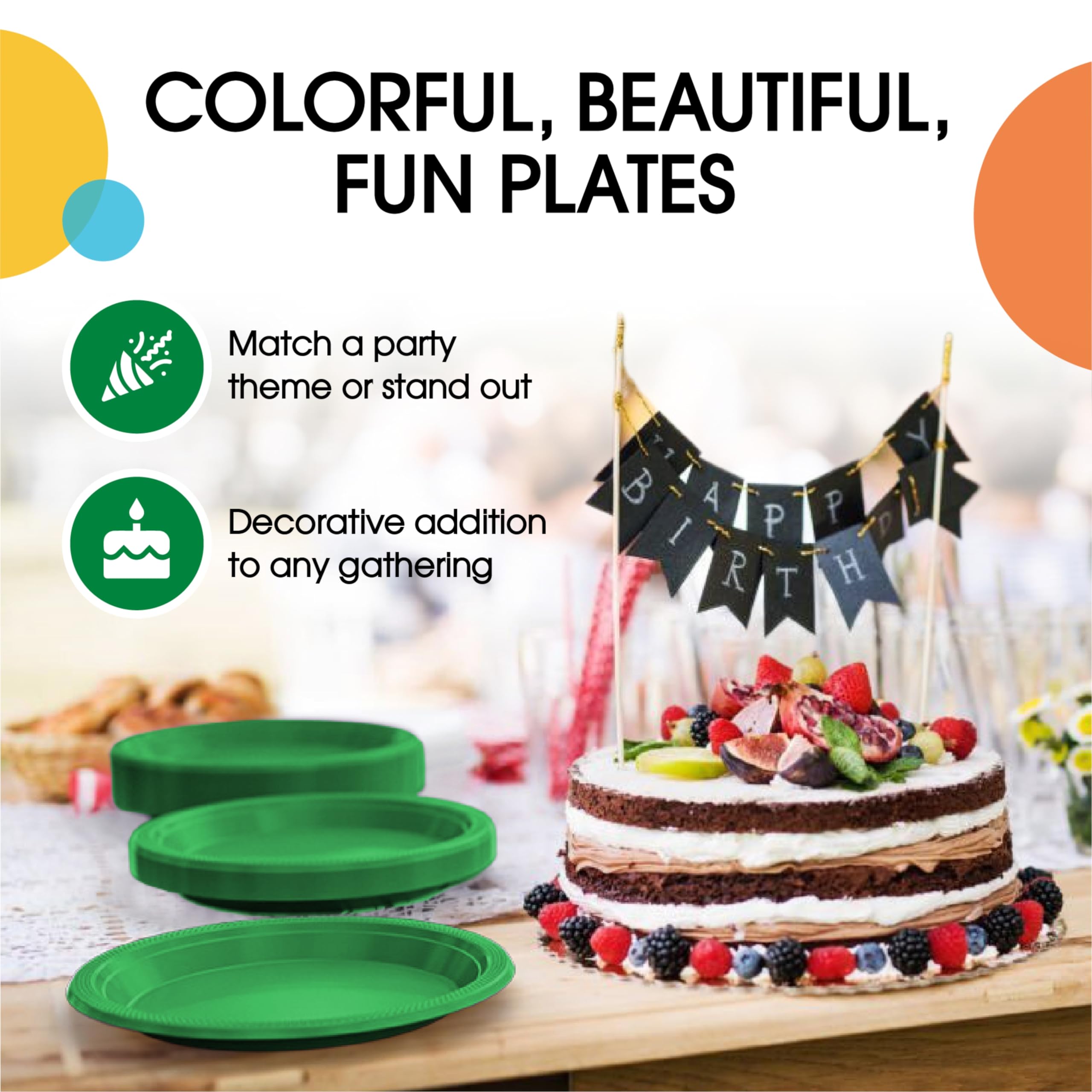 7 In. | Emerald Green Plastic Plates | 600 Count