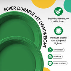 7 In. Emerald Green Plastic Plates | 100 Count