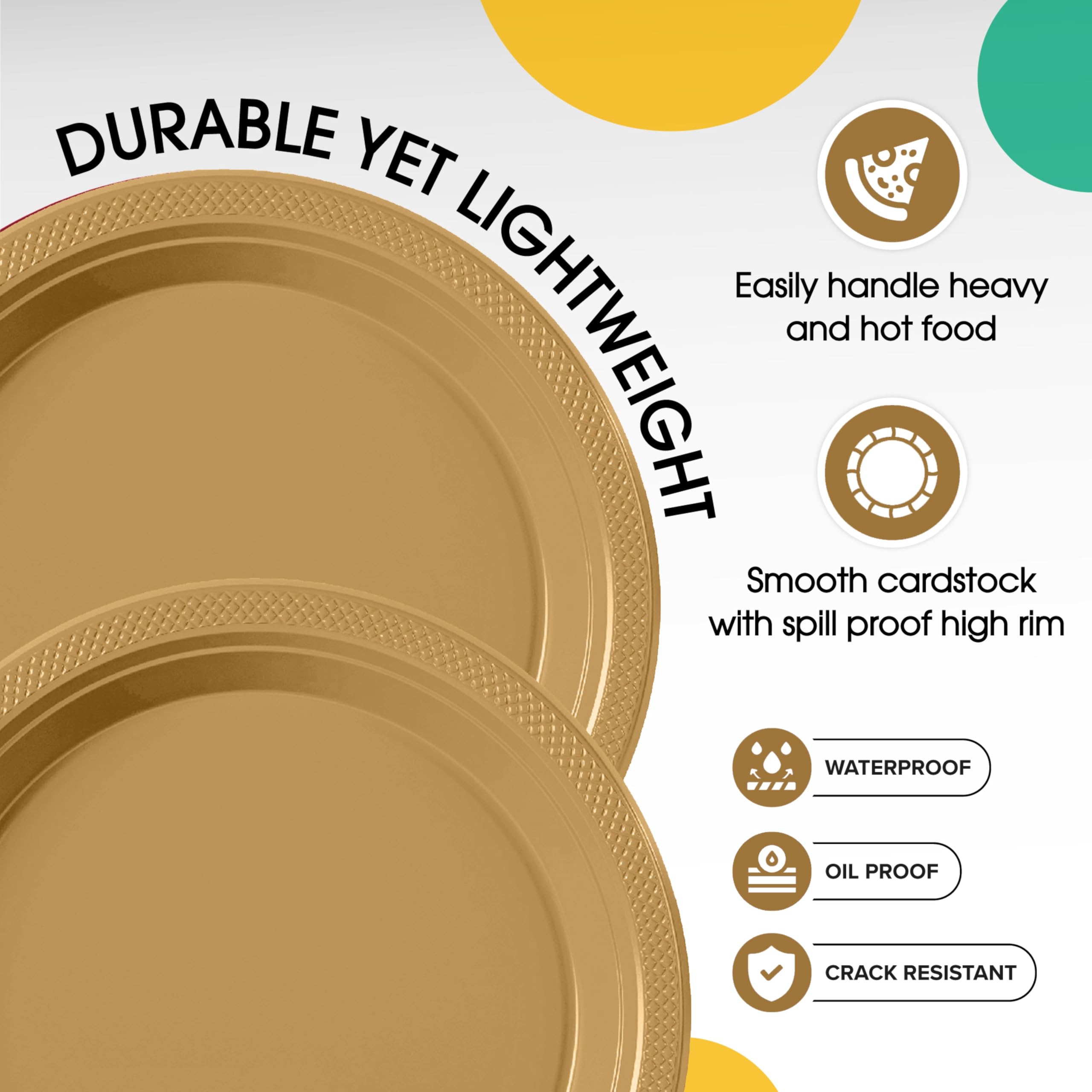 7 In. | Gold Plastic Plates | 600 Count