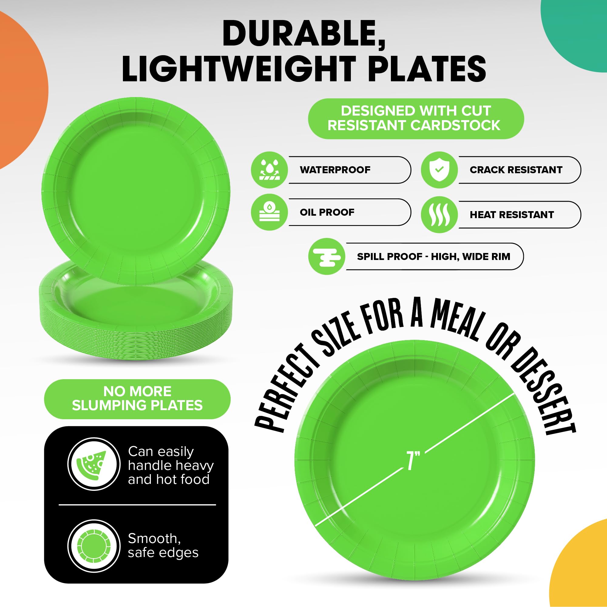 7 In. Lime Paper Plates | 500 Count