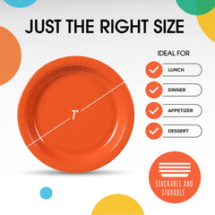 7 In. Orange Paper Plates | 500 Count