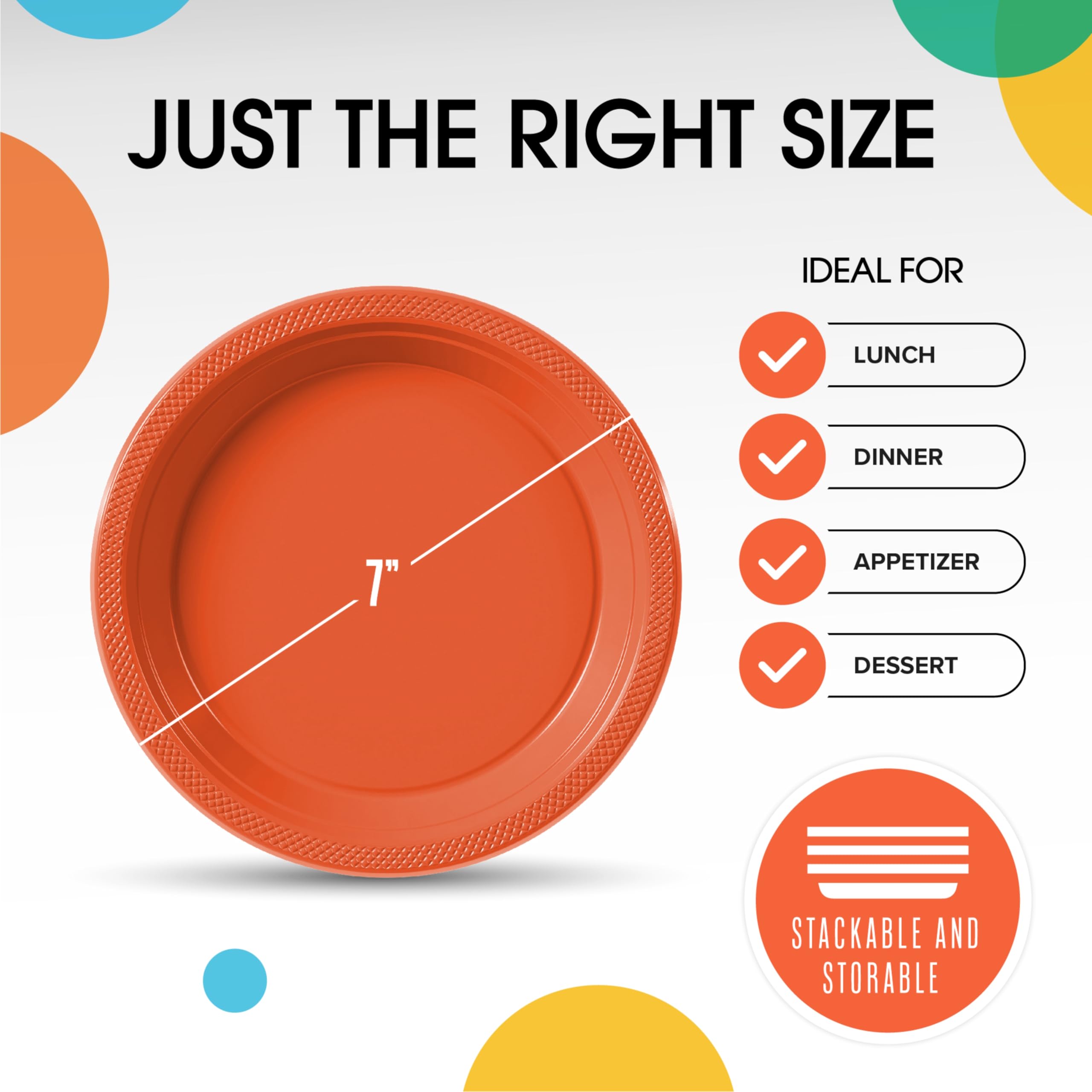 7 In. | Orange Plastic Plates | 600 Count