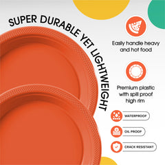 7 In. Orange Plastic Plates | 100 Count