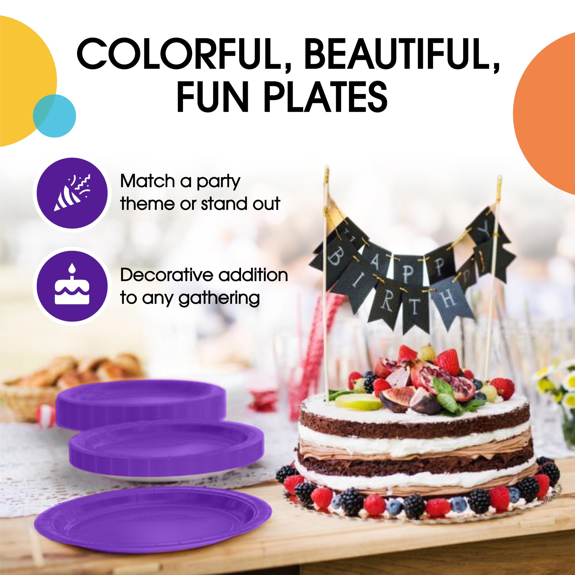 7 In. Purple Paper Plates | 100 Count