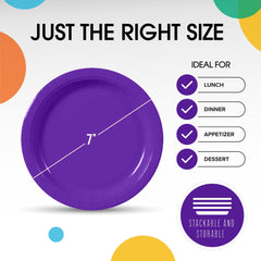 7 In. Purple Paper Plates | 100 Count