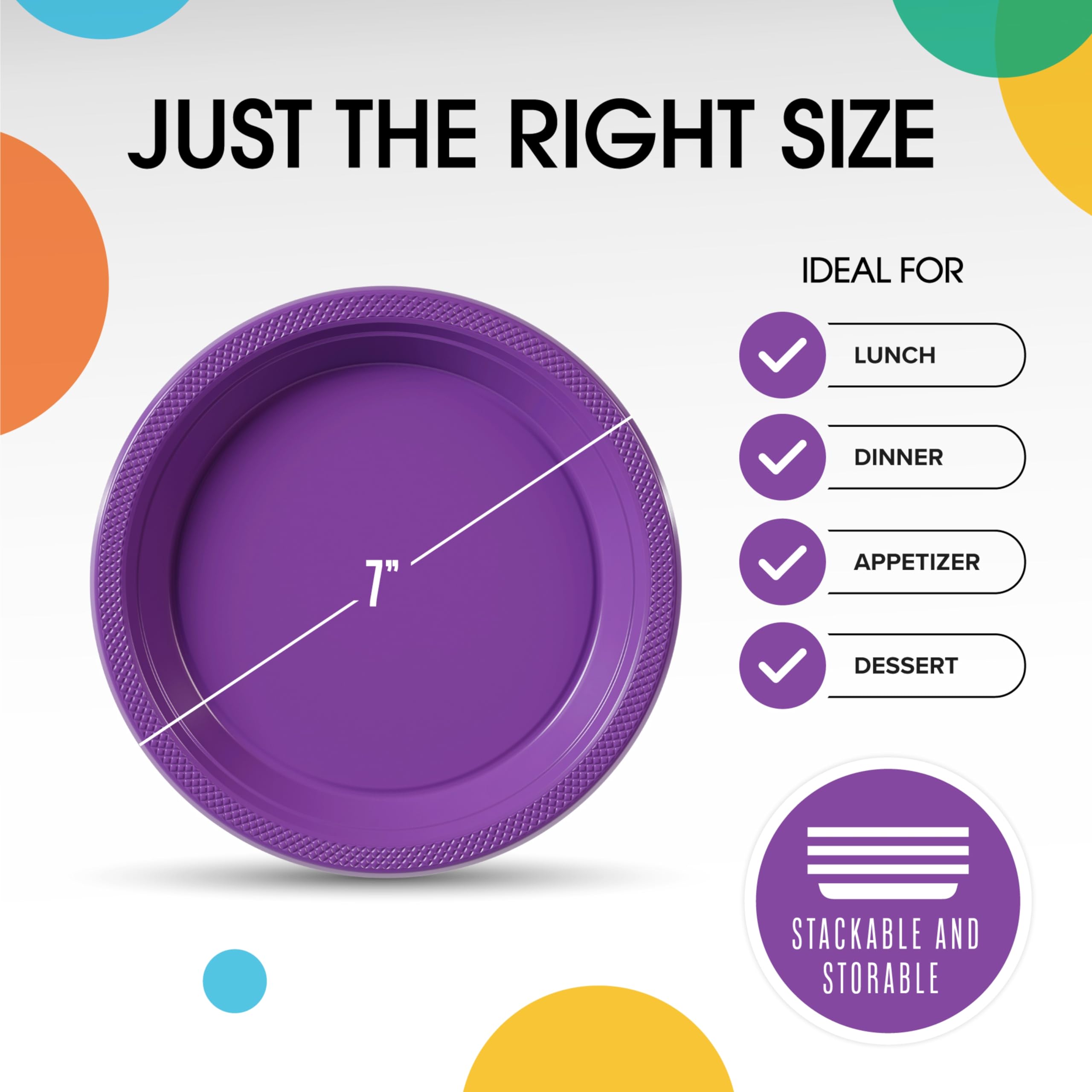 7 In. | Purple Plastic Plates | 600 Count