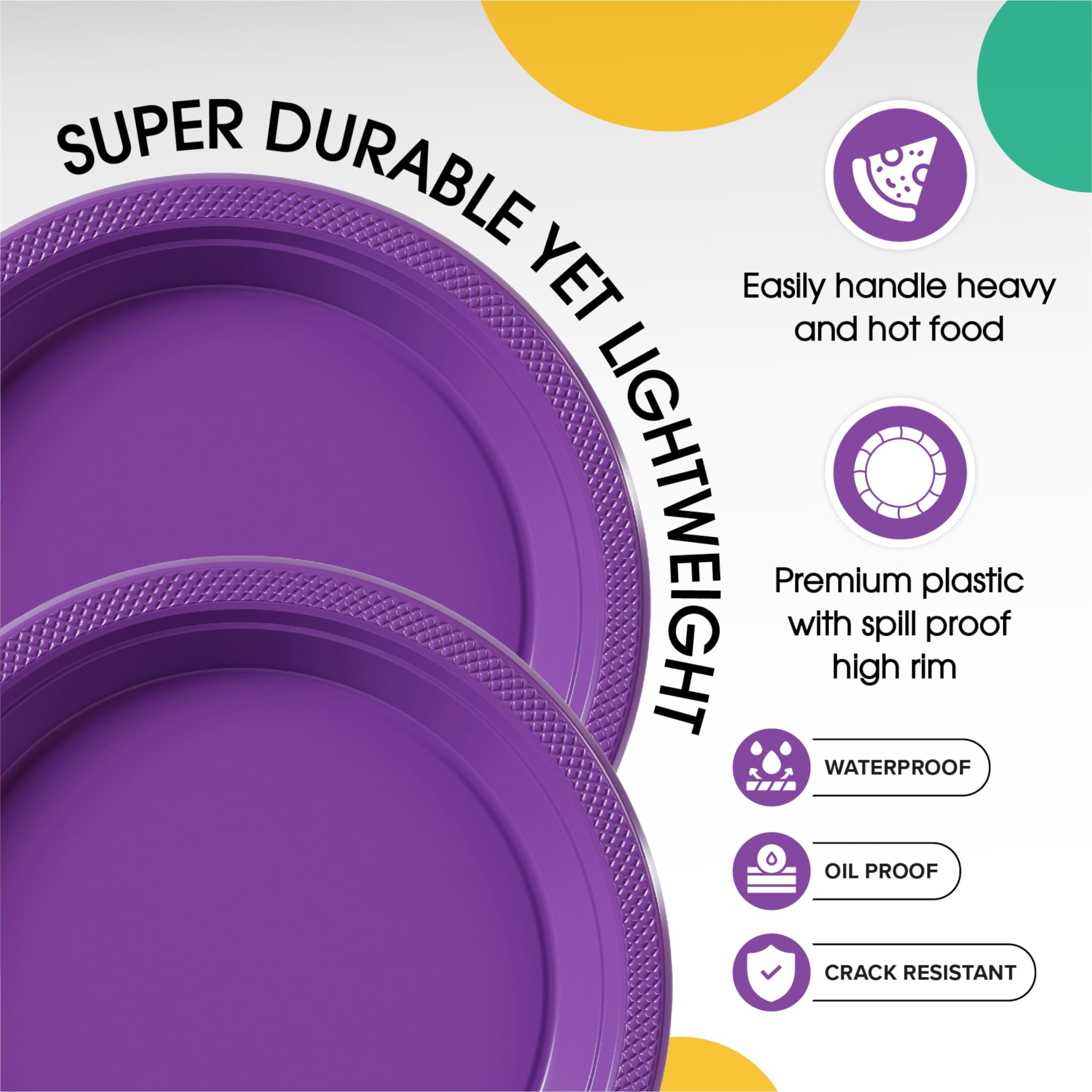 7 In. | Purple Plastic Plates | 600 Count