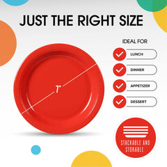 7 In. Red Paper Plates | 100 Count