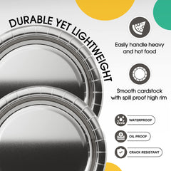 7 In. Reflective Silver Paper Plates | 100 Count