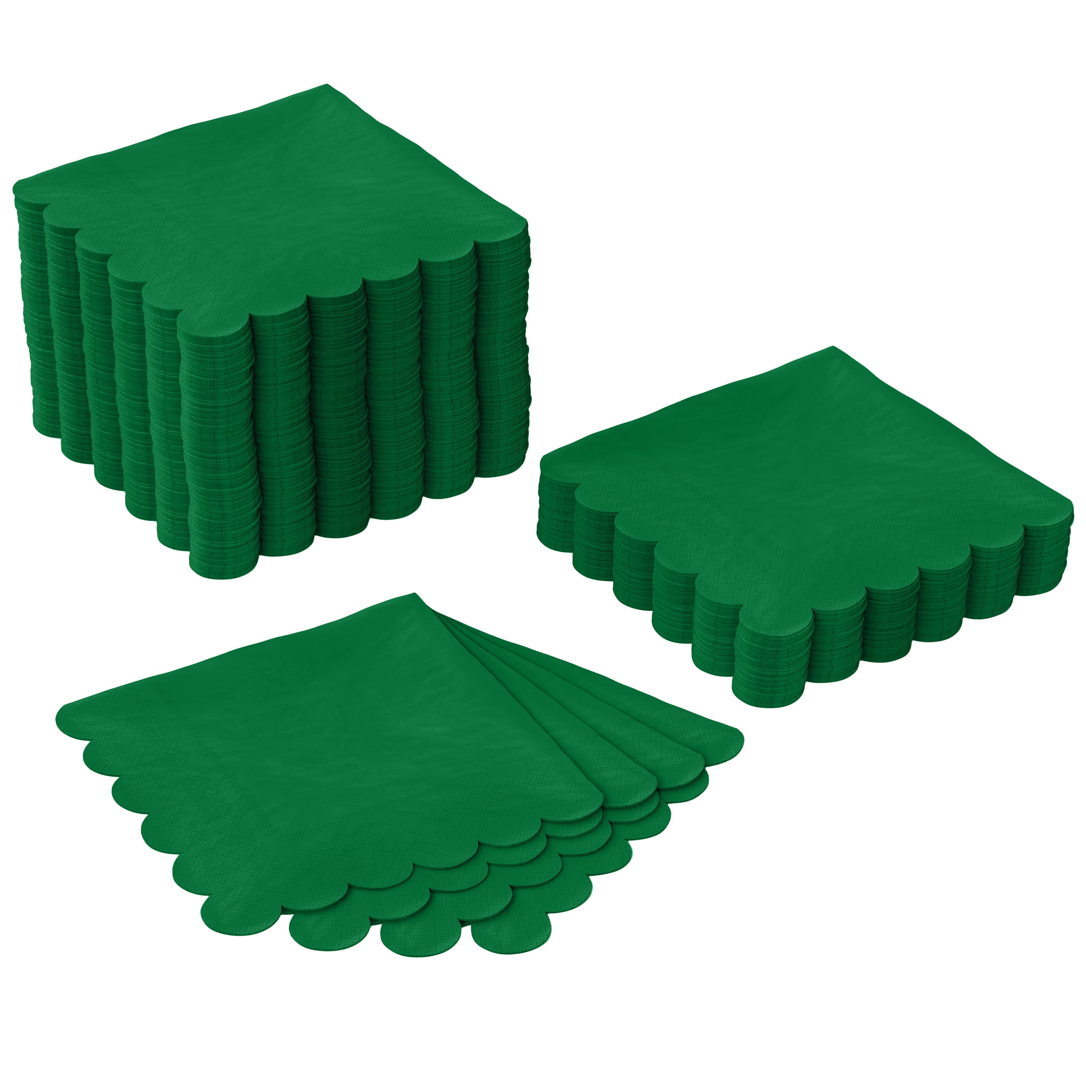 Emerald Green Scallop Beverage Napkins | 100 Count