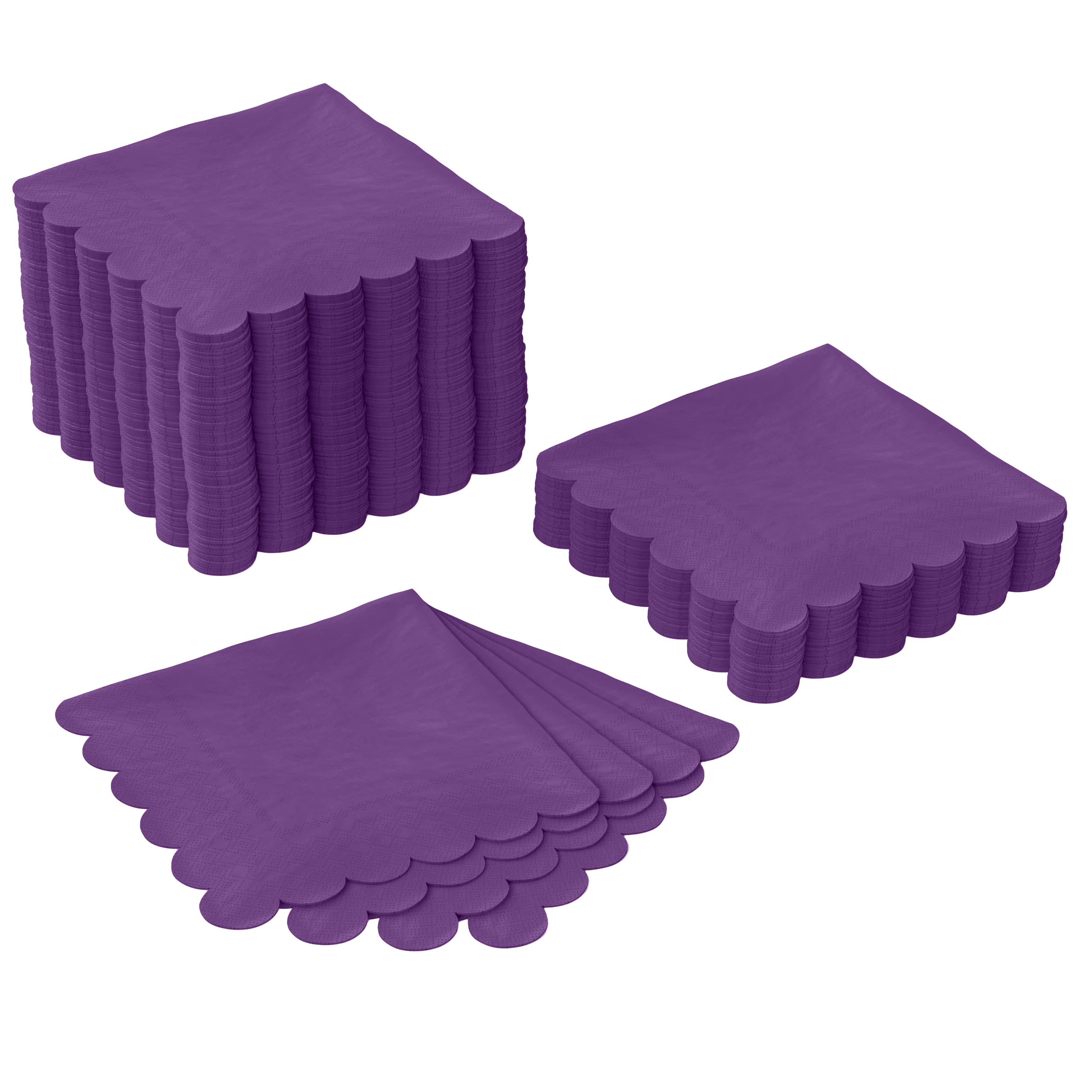 Purple Scallop Beverage Napkins | 100 Count