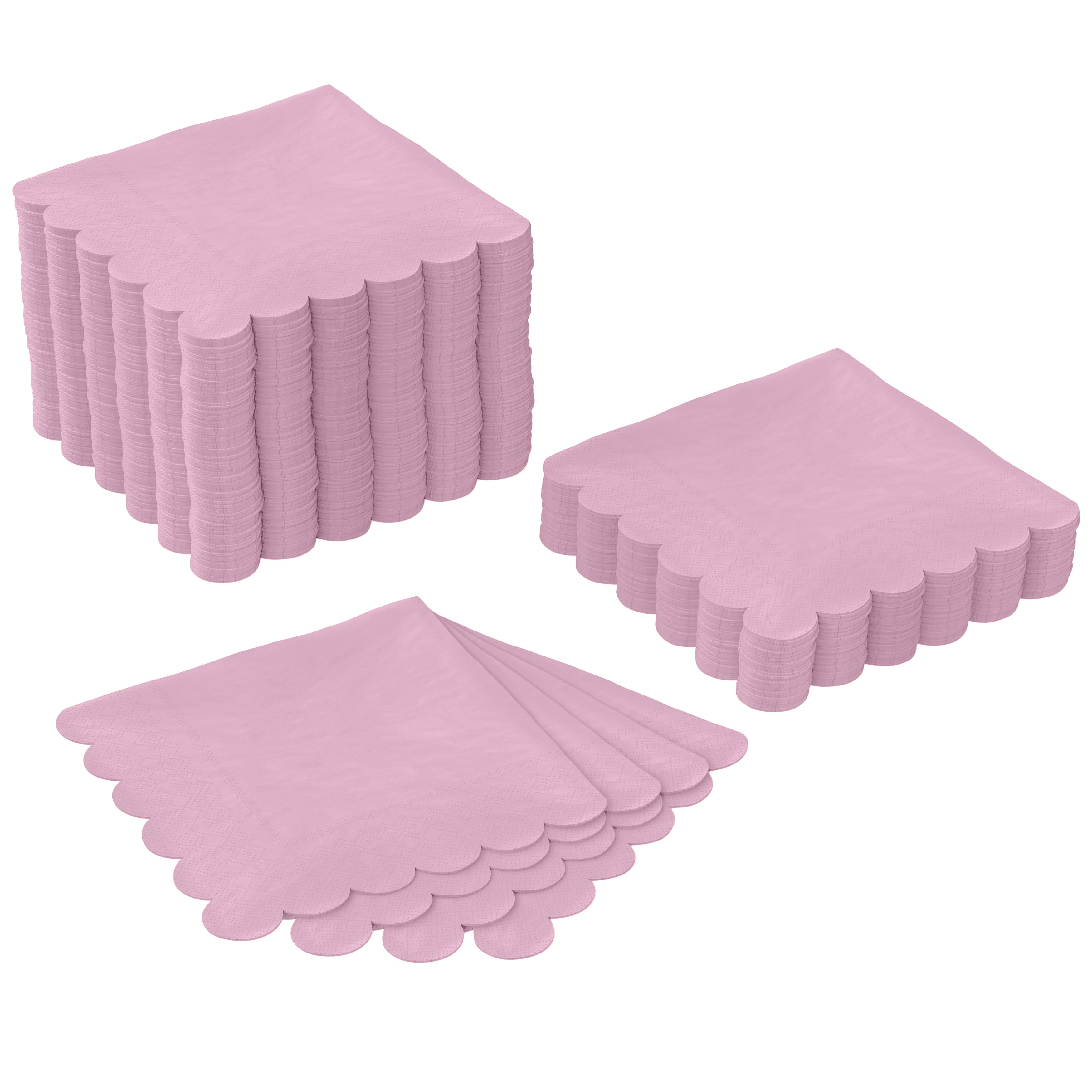 Pink Scallop Beverage Napkins | 100 Count