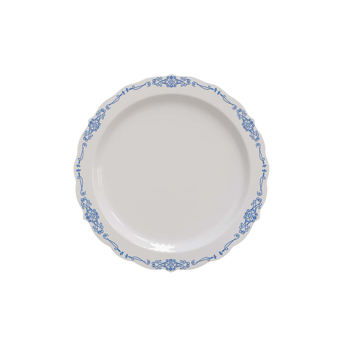 7.5 In. White/Navy Victorian Design Plates | 40 Count