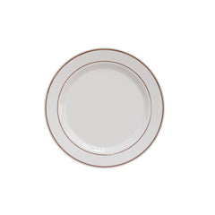 7.5 In. White/Rose Gold Line Design Plates | 40 Count