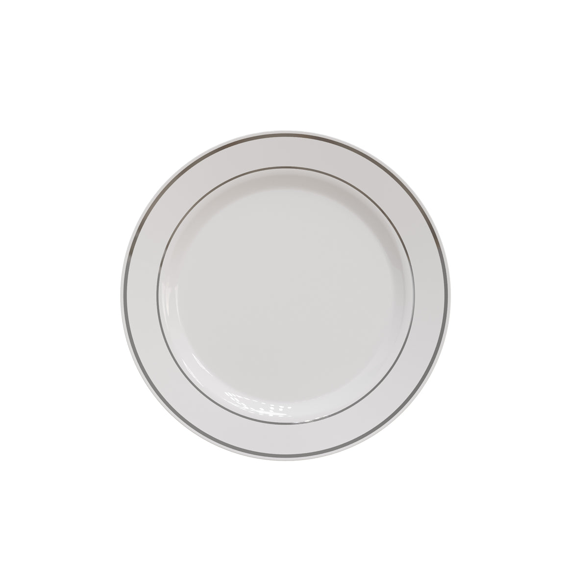 7.5 In. White/Silver Line Design Plates | 40 Count