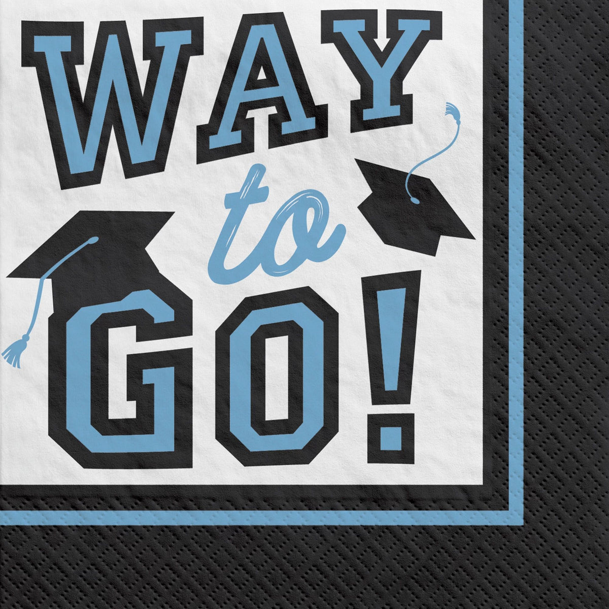 "Way to Go!" Beverage Napkins, Powder Blue, 5-inch, 40-ct, Graduation - Pack of 12