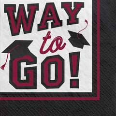 True to Your School, Maroon Beverage Napkins, 5-inch, 40-ct, Graduation - Case of 48